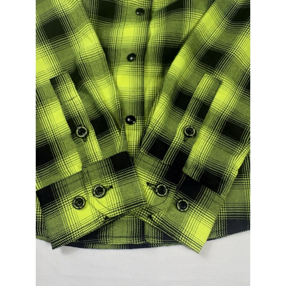 Dixxon Long Sleeve Flannel Button- Up The Lizard Womens Medium Green Black Plaid - Picture 11 of 16
